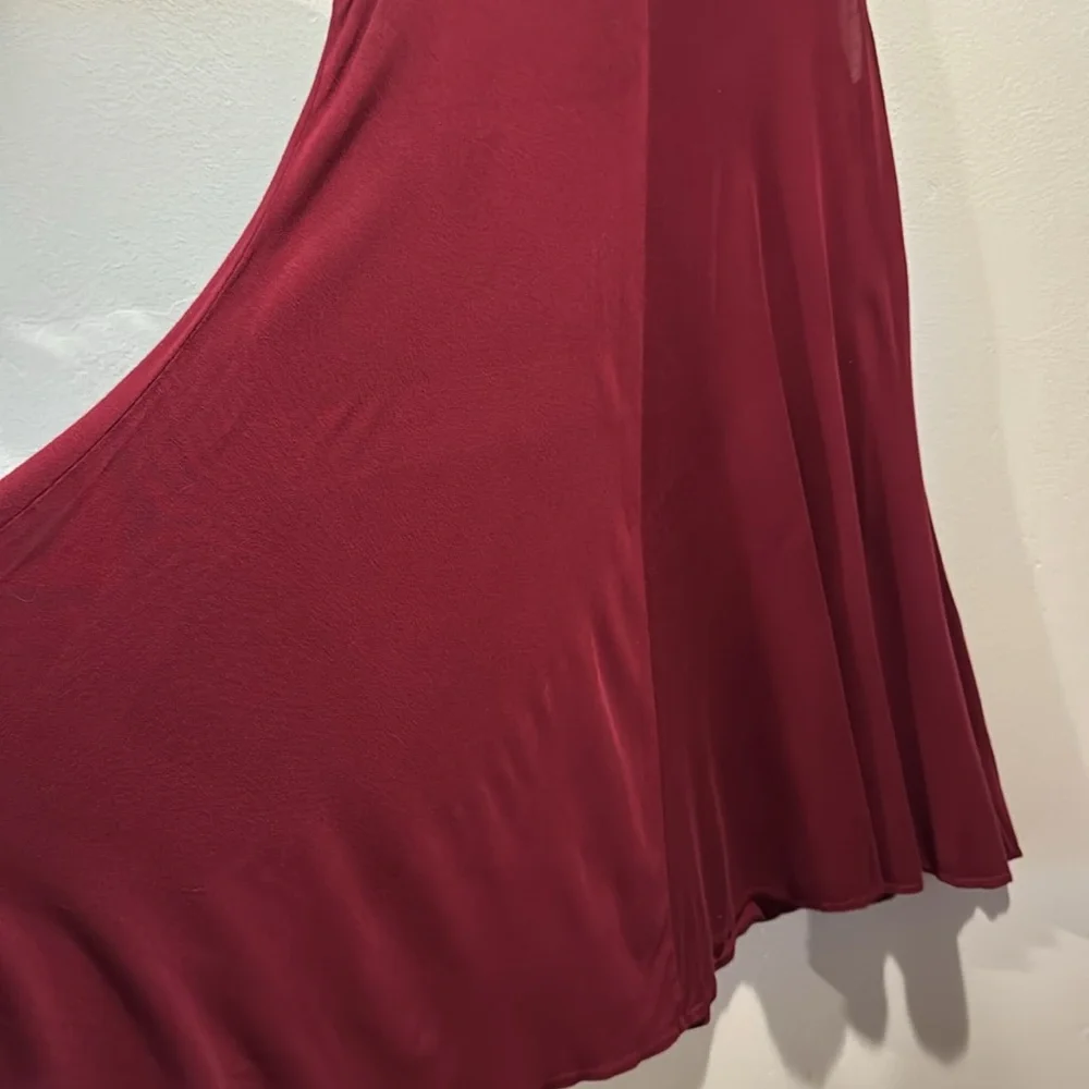 Silence + Noise Swingy Tank Dress Deep Red Burgundy Semi Sheer Flowy Mini Dress - Picture 6 of 15